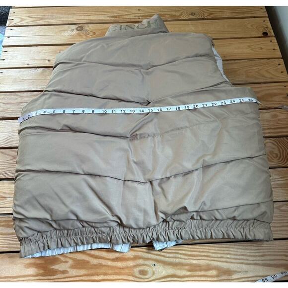 Vintage Cinch Reversible Puffer Vest Size XL Men’s Tan Down Filled Lofty - Picture 9 of 11